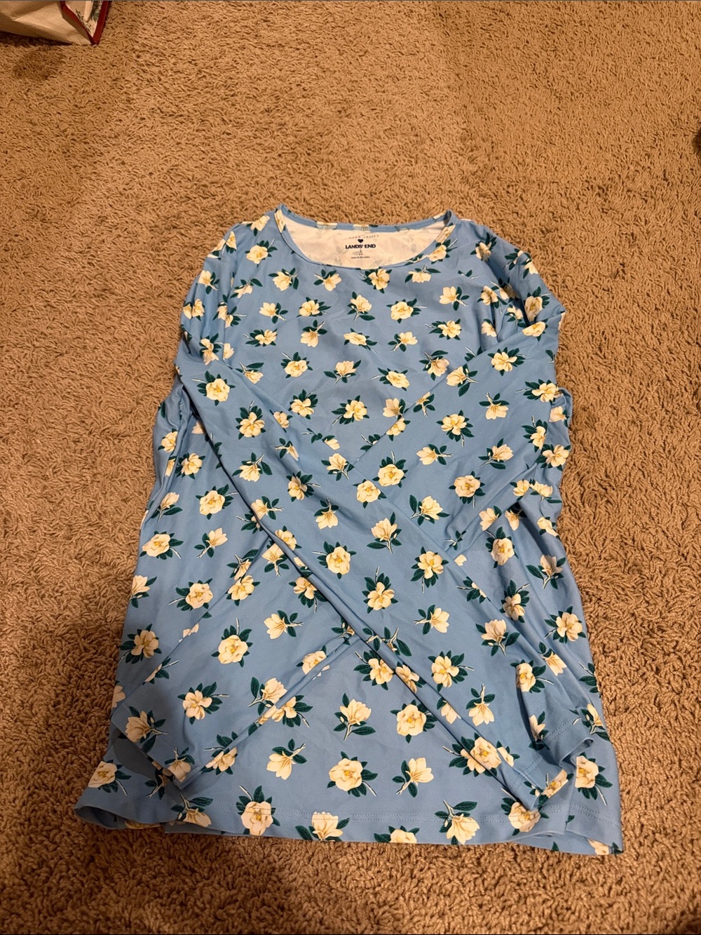 Lands' End x Draper James Sky Blue with flowers Long-Sleeve Rash-guard